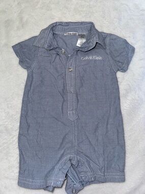 Calvin Klein Light Blue Baby Polo Romper